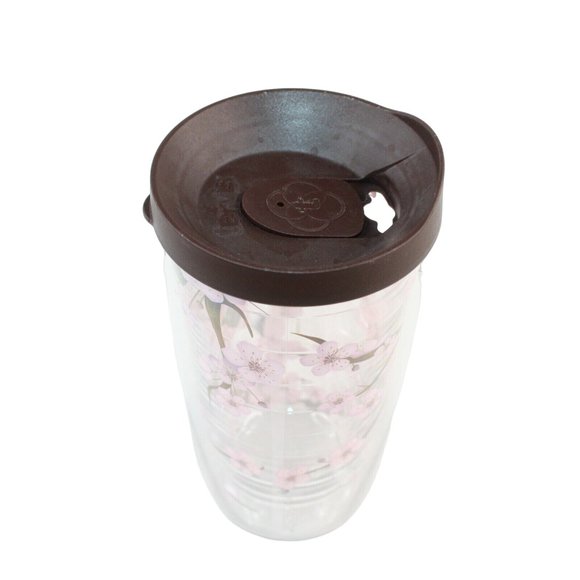Tervis Tumbler 16oz Brown Lid Pink Cherry Blossoms Floral Retired Pattern Cup - Picture 6 of 9